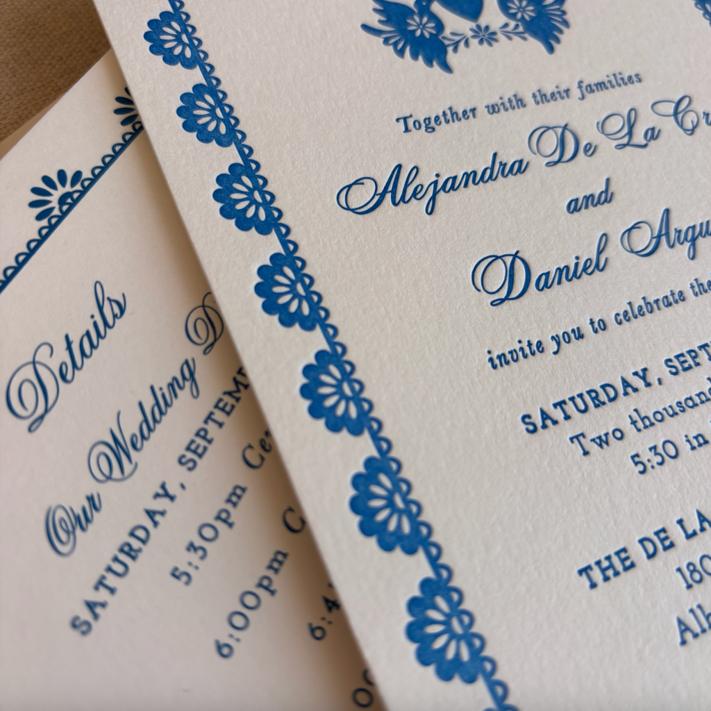 Lovebirds Papel Picado Wedding Invitation