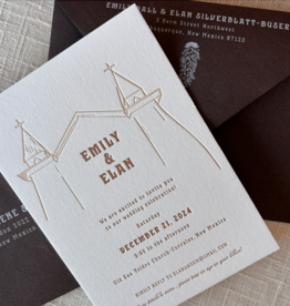 New Mexico Church Letterpress Wedding Invitation