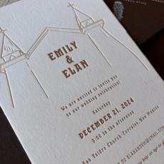 New Mexico Church Letterpress Wedding Invitation