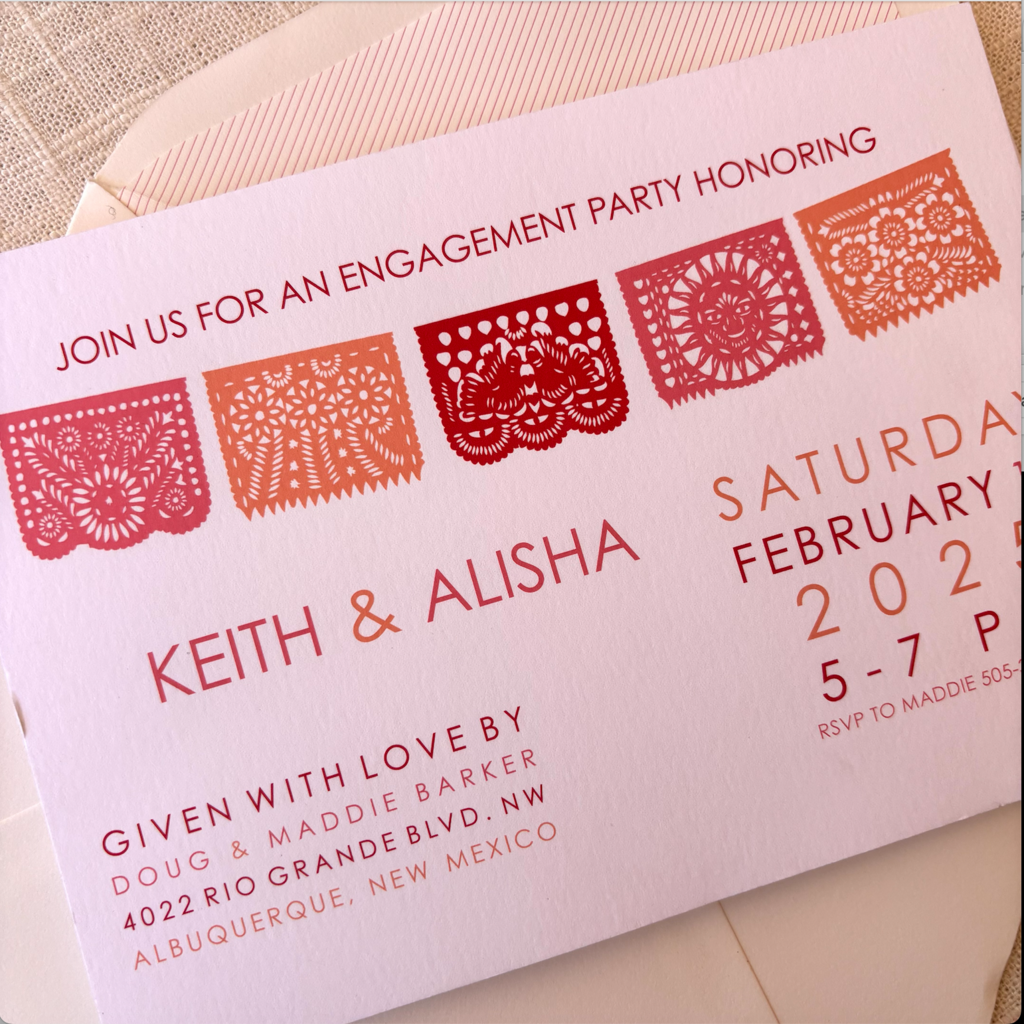 Papel Picado in Pinks Wedding Party Invitation