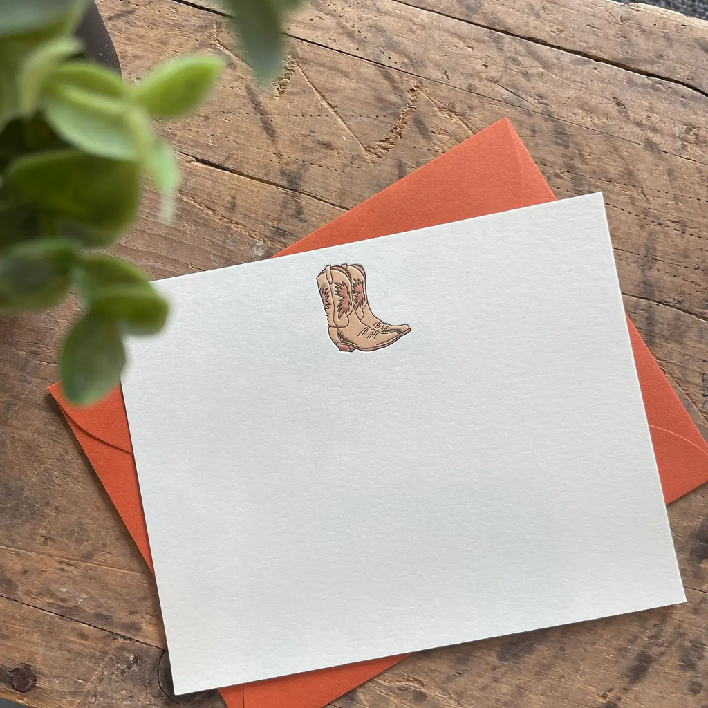 Cowboy Boots Letterpress Note Card Set