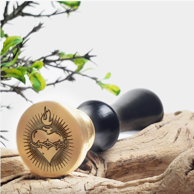 Sacred Heart Wax Seal Stamp Rosewood Handle