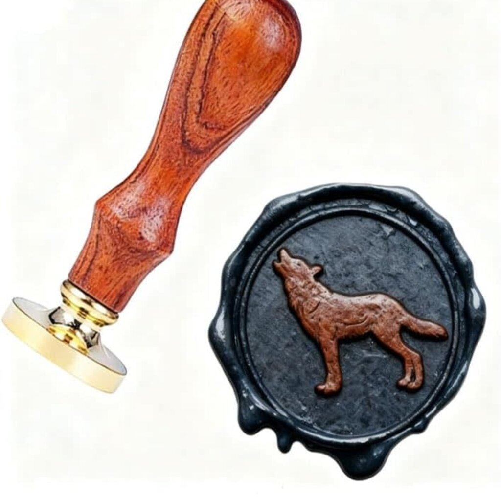 Lobo Wolf Wax Seal Stamp Wood Handle