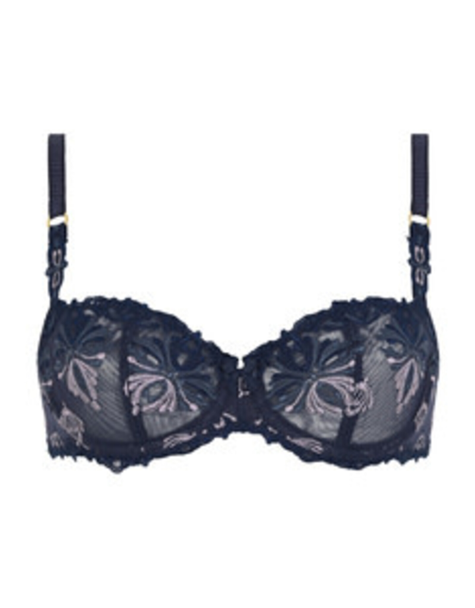 Champs-elysees Lace Unlined Demi Bra In Mahogany Multi