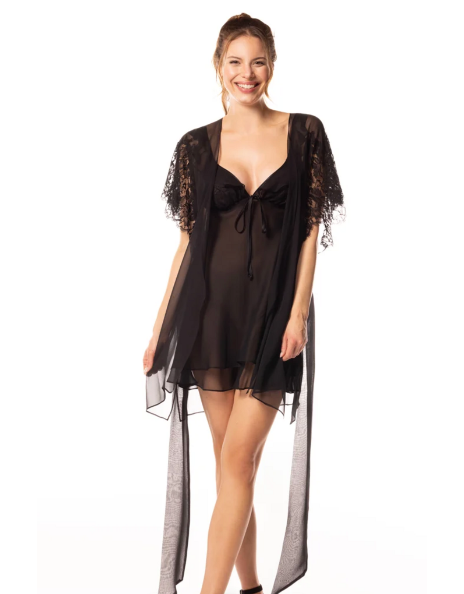 Christine Lingerie Silk Chiffon Short Robe