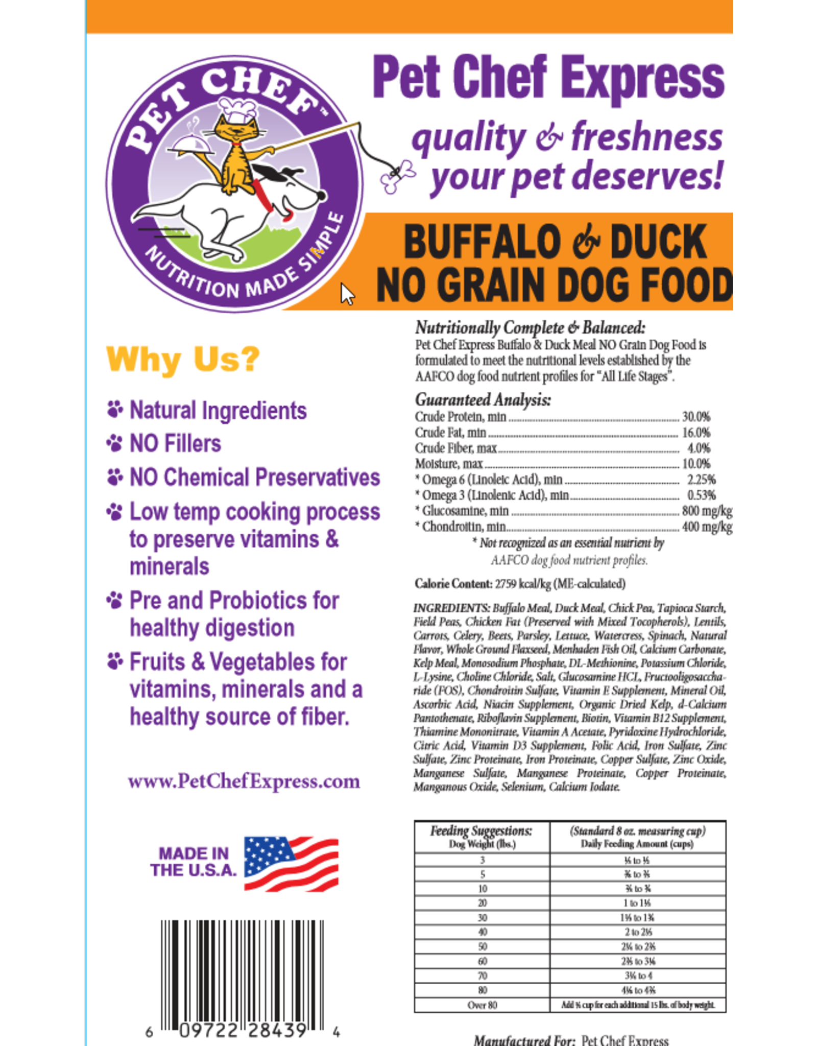 Pet Chef Express PCE 20# Buffalo & Duck Grain Free