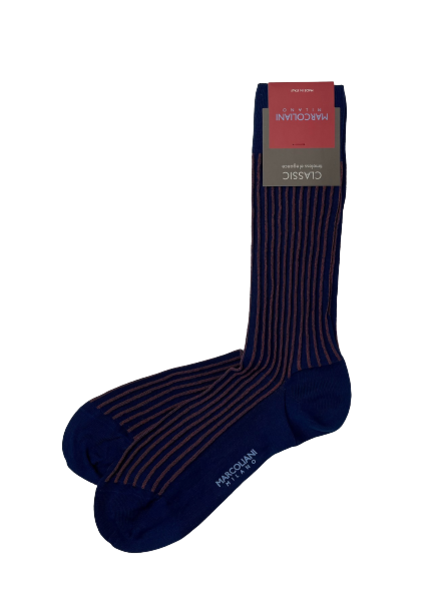 Marcoliani Pima Cotton Socks - Reverso Pinstripe
