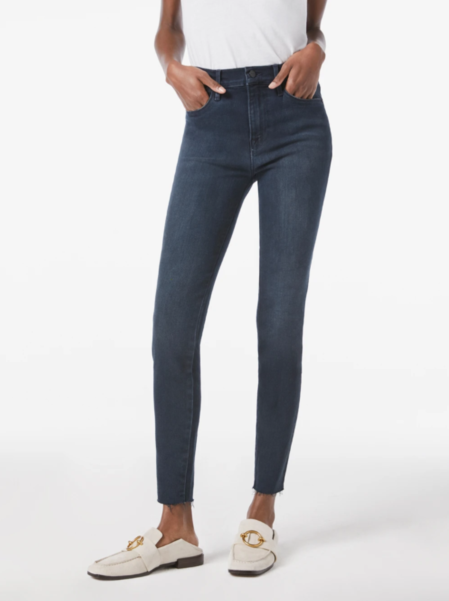 frame le high skinny raw edge jeans