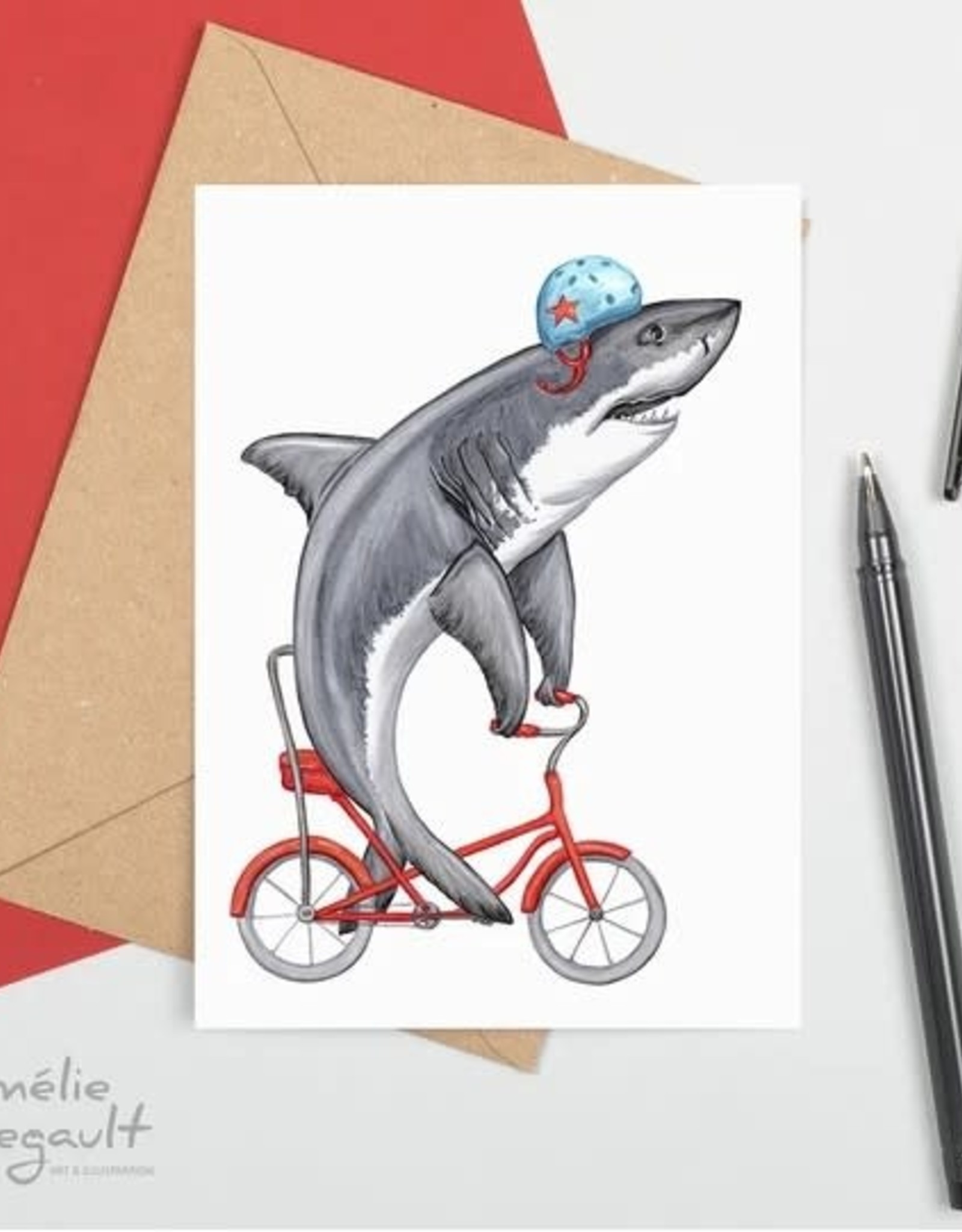 Carte Amelie Legault Requin Blanc A Velo Les Coureurs De Jupons