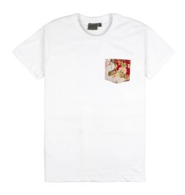 Naked and Famous Pocket Tee PE21 Naked & Famous White Japan Cranes
