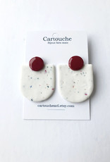 CartoucheMTL Boucles d'oreilles Audrey blanc confettis CartoucheMTL Terracotta