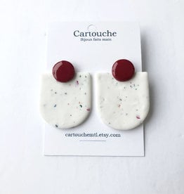 CartoucheMTL Boucles d'oreilles Audrey blanc confettis CartoucheMTL Terracotta