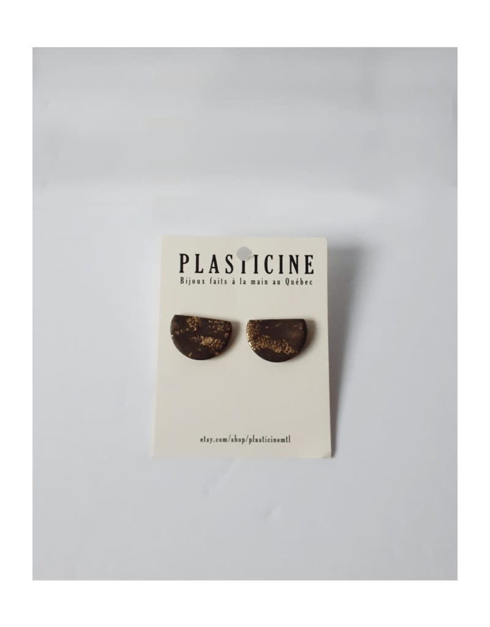 Plasticine Boucles d'oreilles Moyens Plasticine Noir & Doré
