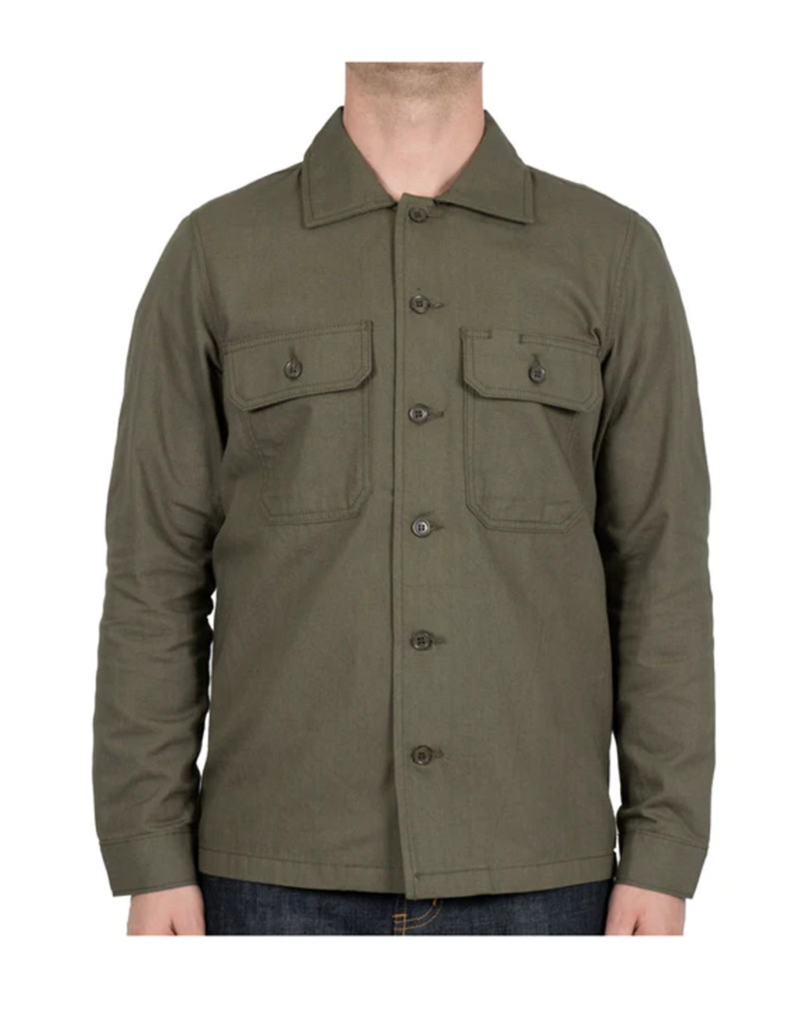 Naked and Famous Work Shirt AH2223 Naked and Famous Green rinsed Oxford