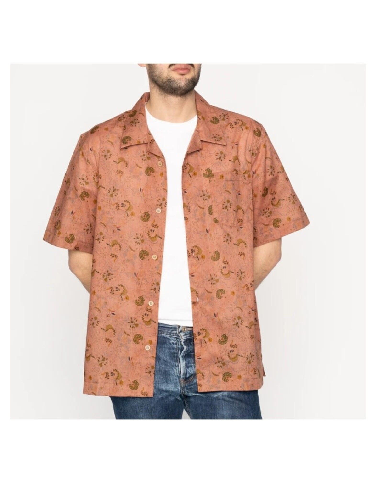 Aloha Shirt PE23 Naked and Famous Flora Sketches Red Les