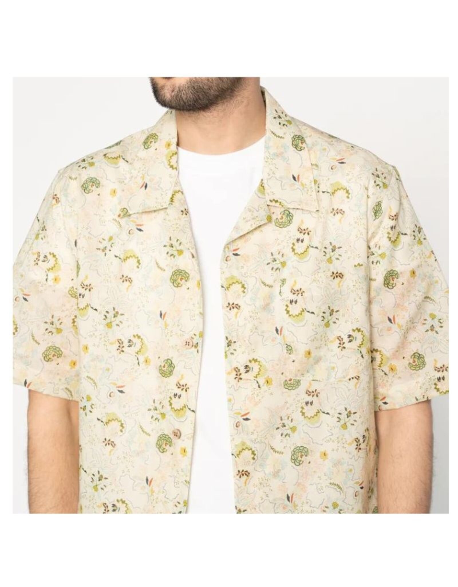 Naked and Famous Aloha Shirt PE23 Naked and Famous Flora Sketches Natural