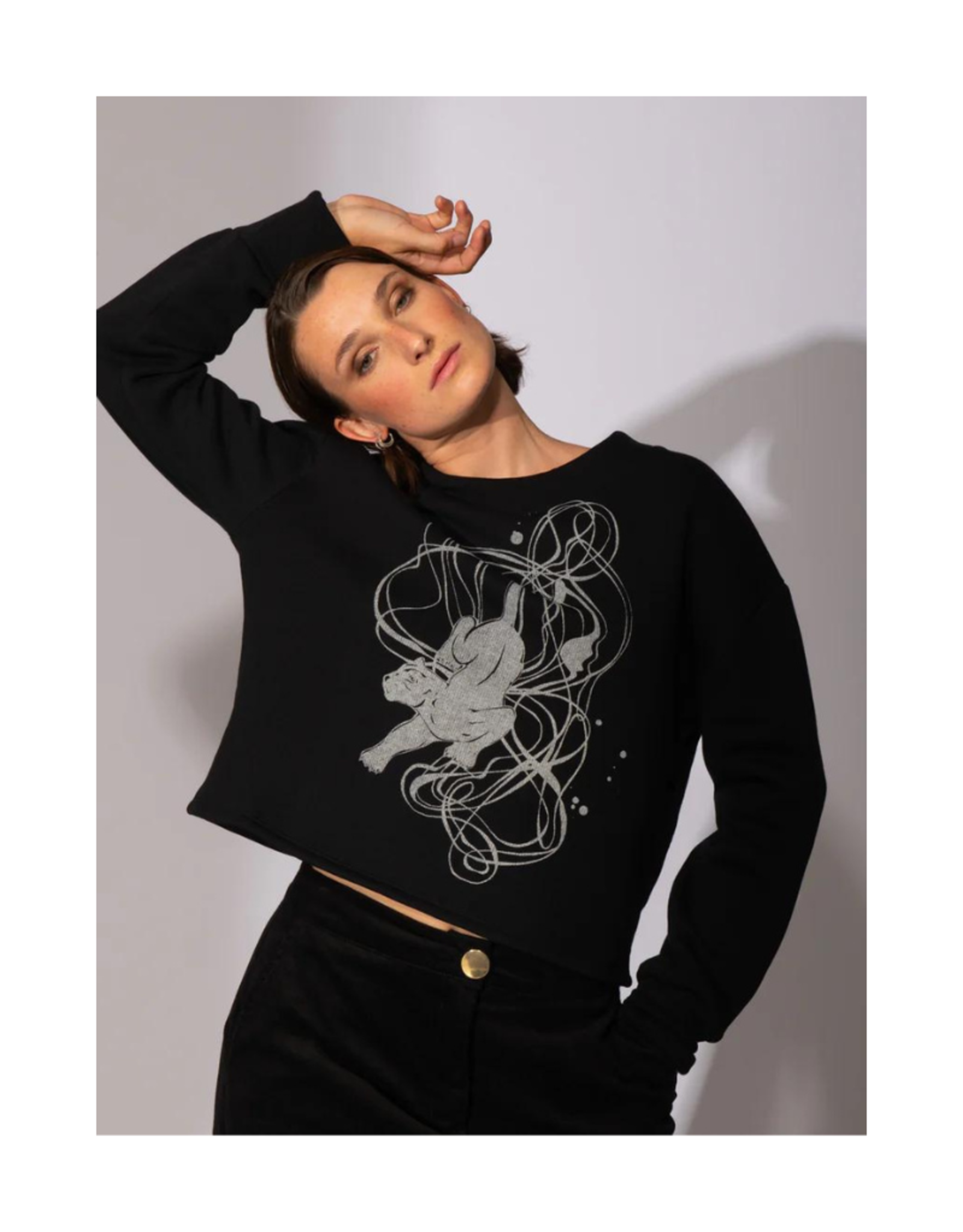 Eve Lavoie Crewneck sérigraphié Street spirit AH2425 Eve Lavoie Noir et Panthère