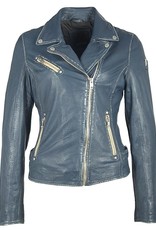 Mauritius Sofia Leather Moto Jacket Denim
