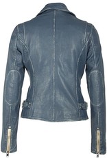 Mauritius Sofia Leather Moto Jacket Denim