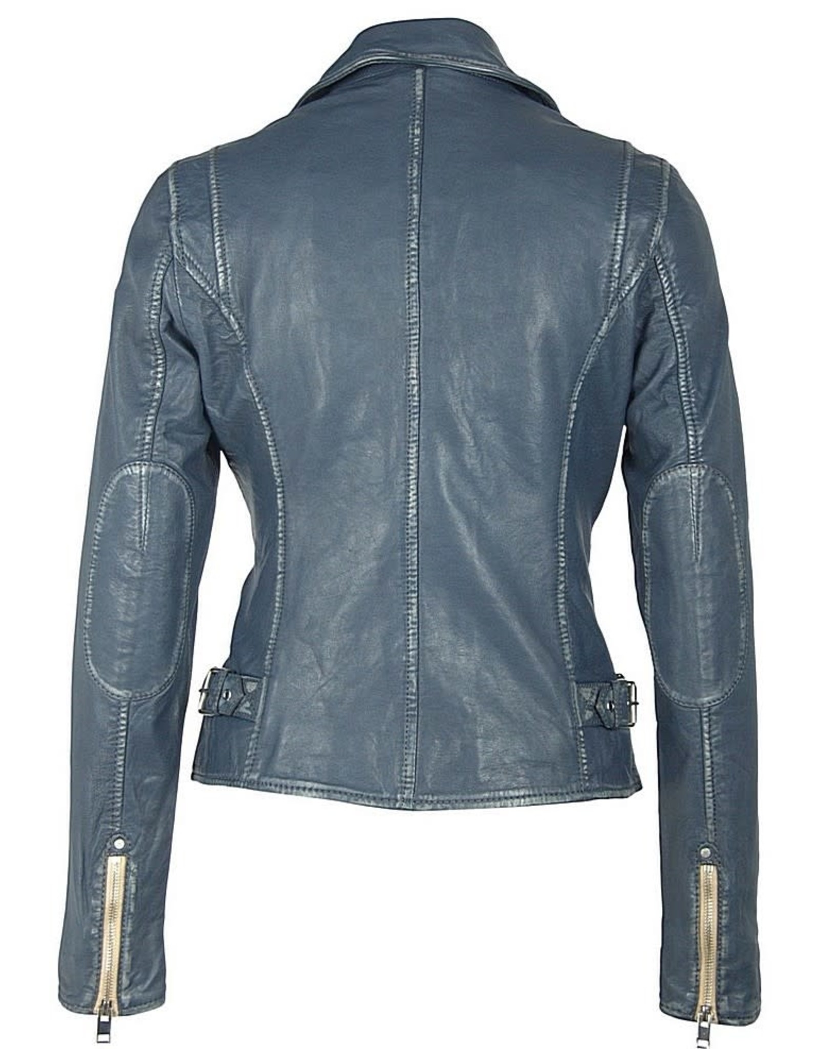 Mauritius Sofia Leather Moto Jacket Denim