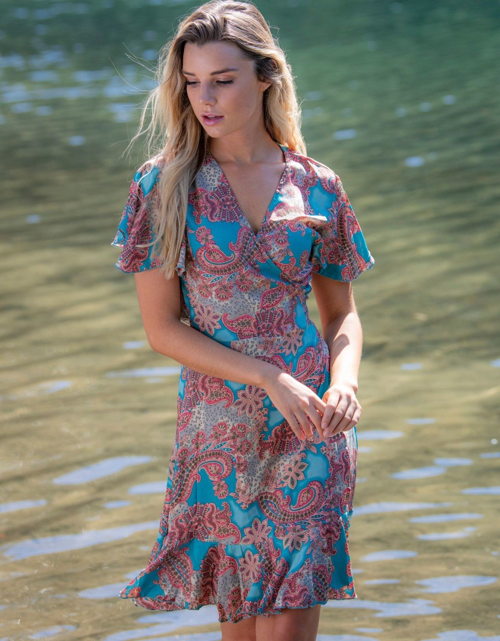 Challis Wrap Mini Dress in Tudor Floral