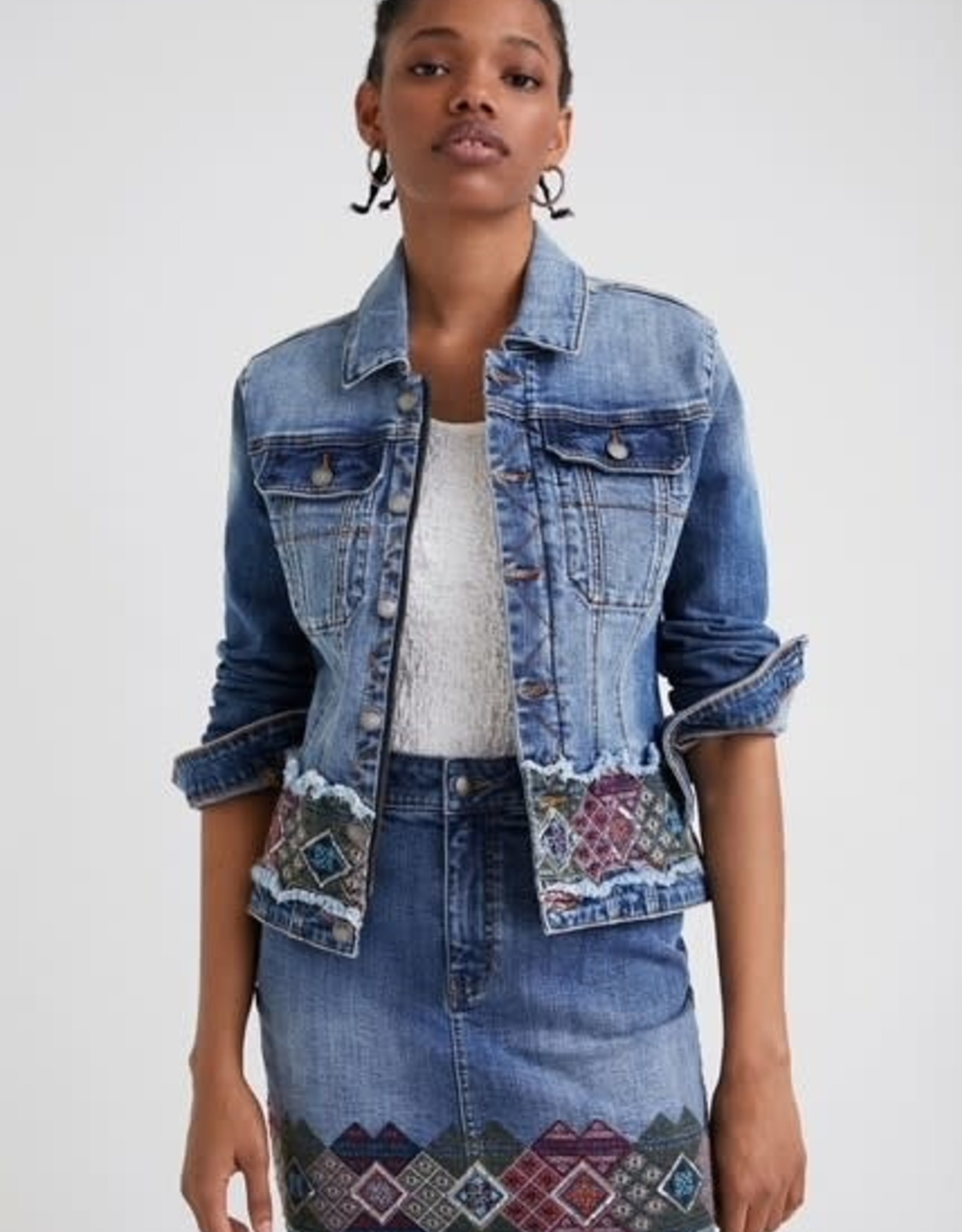 Desigual Denim Jacket With Border