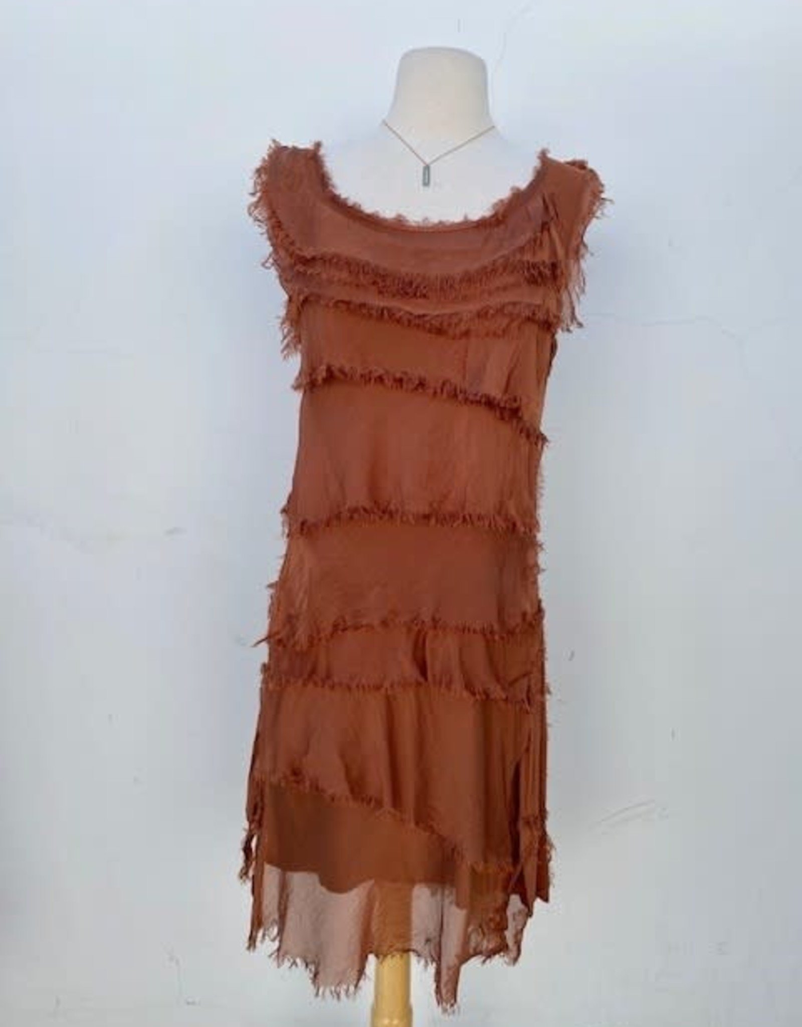 Brown Double Ruffle Dress Extender Slip Layered Tiered Multiway