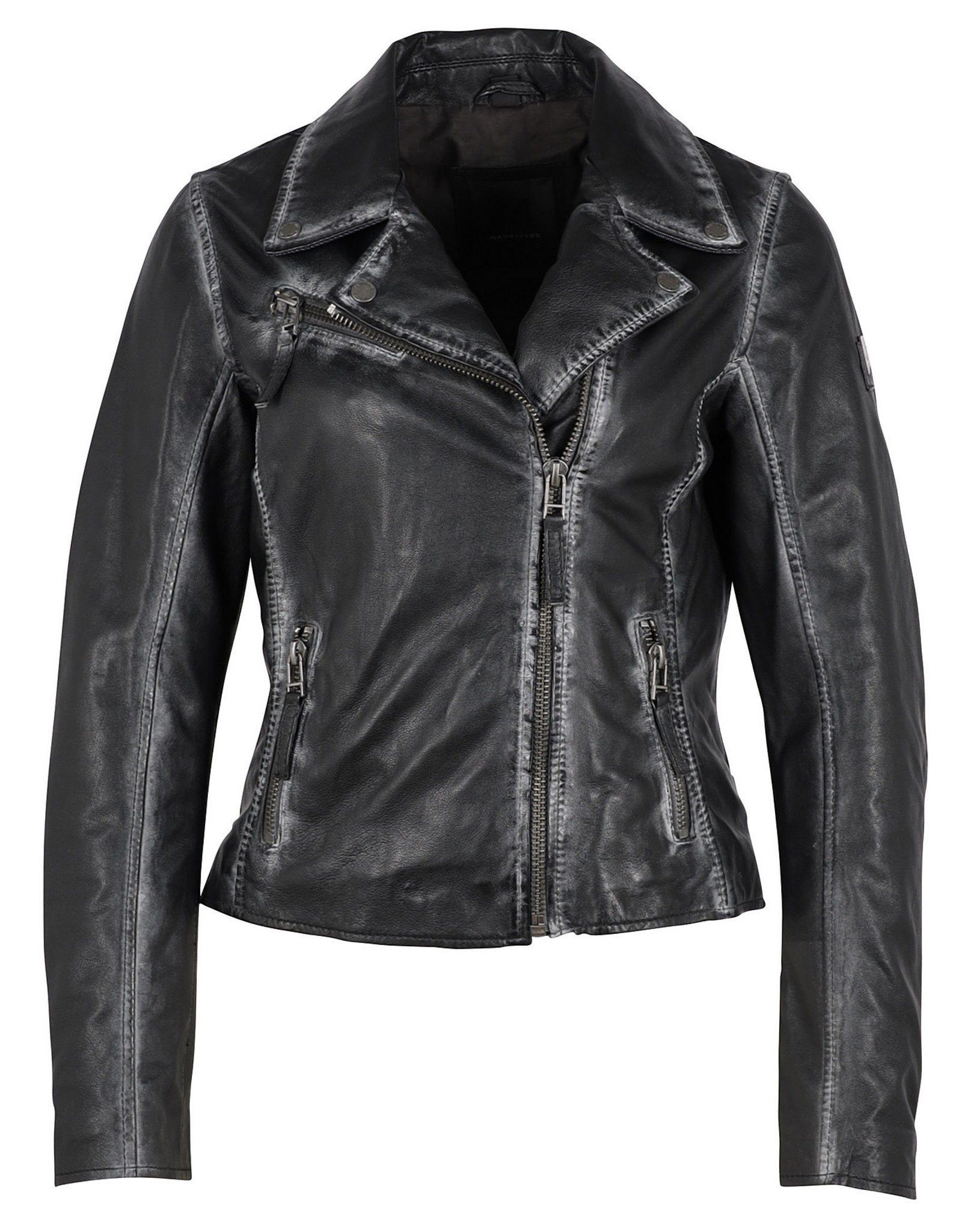 Mauritius Christy Leather Jacket Black Denim Stars - Lovebird Boutique