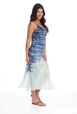 River Sky Satin Bias Slip Dress