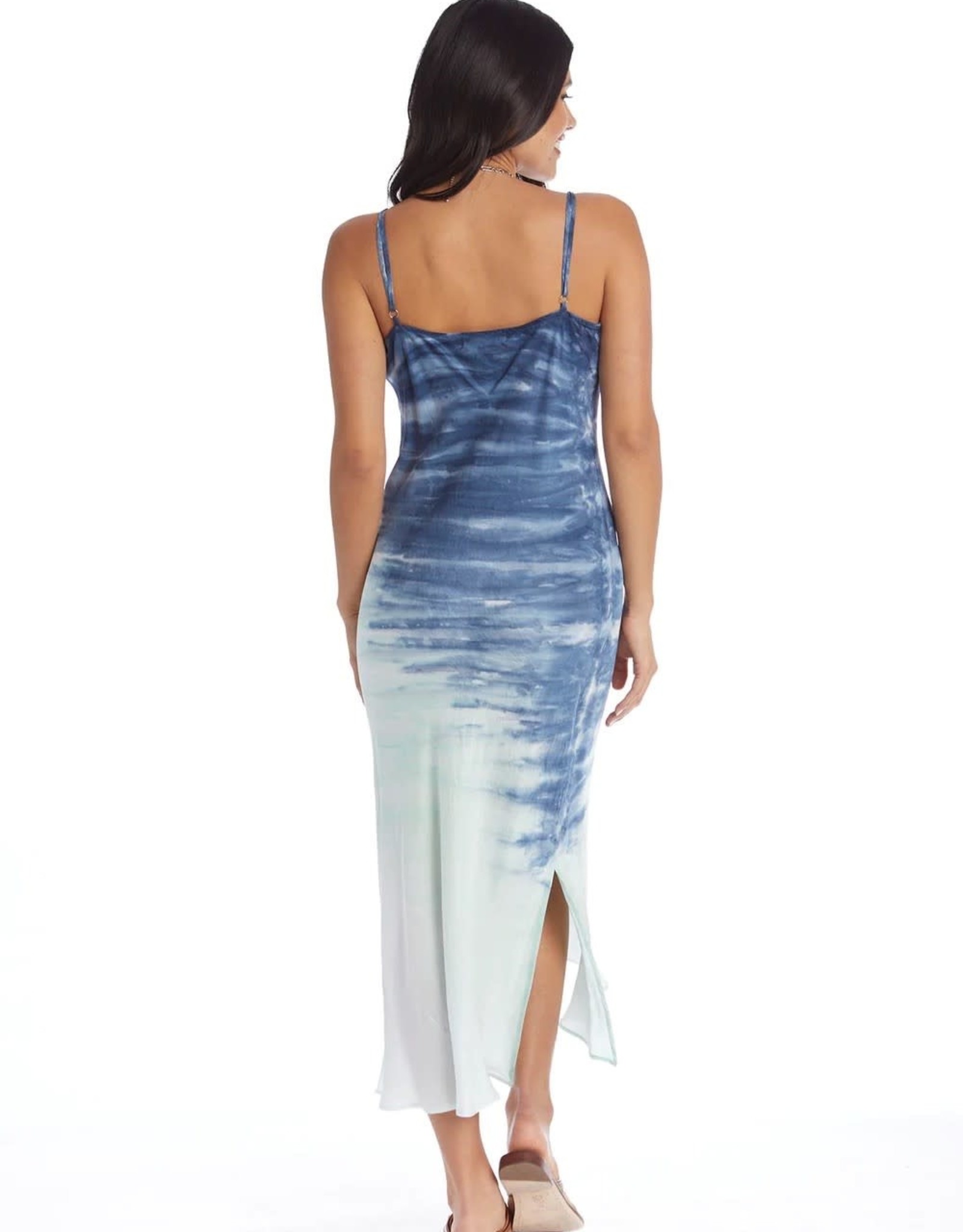 River Sky Satin Bias Slip Dress