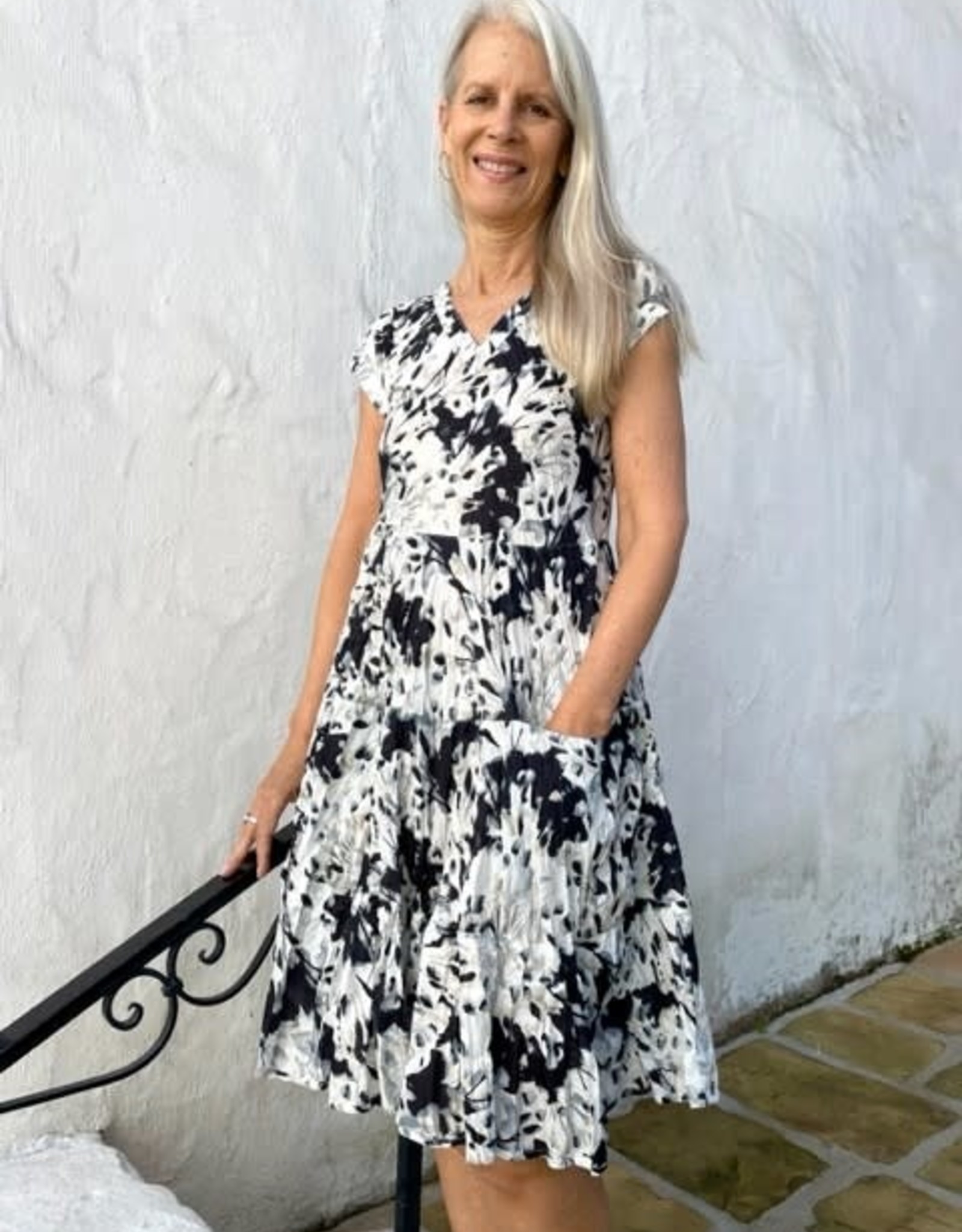 Dress Addict Cotton Dress White/Black Print