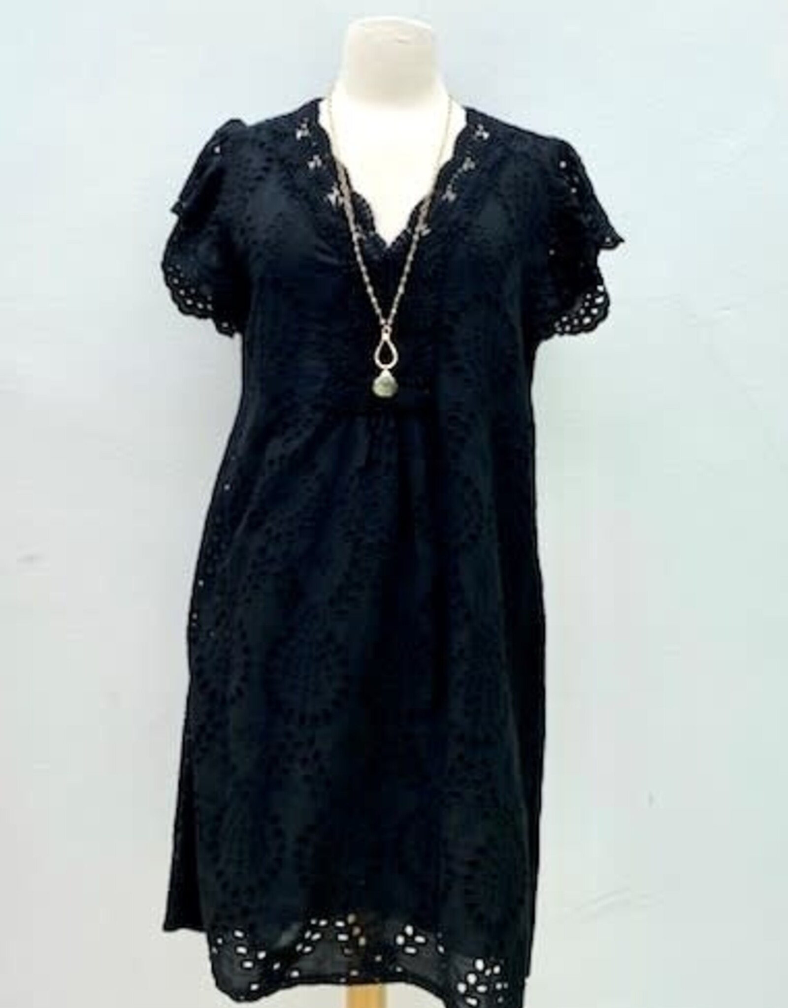 M Italy Short Sleeve Eyelet Dress