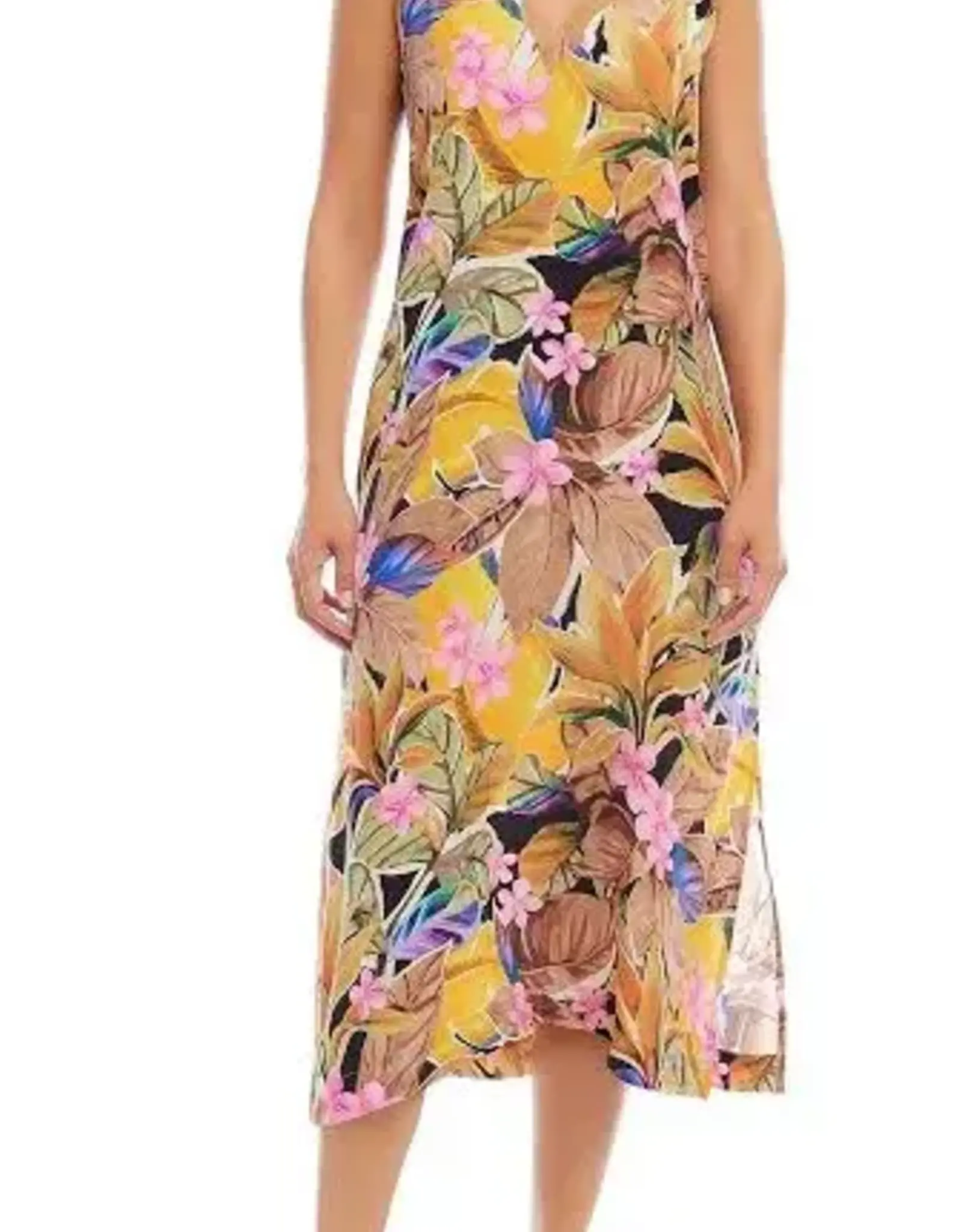 Karen Kane  Side Slit Midi Dress Tropic