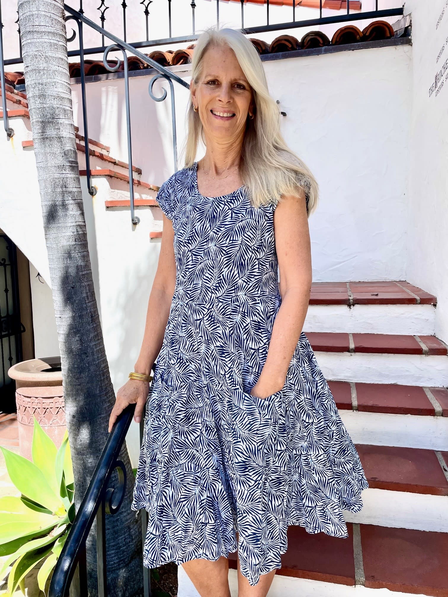 Dress Addict Blue Fern Cotton Dress Lovebird Boutique
