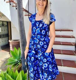 Dress Addict Blue Rose Cotton  Dress