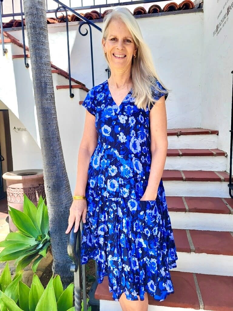 Dress Addict Blue Rose Cotton Dress Lovebird Boutique