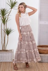 Cienna  Carnation Cotton Tiered  Maxi Skirt