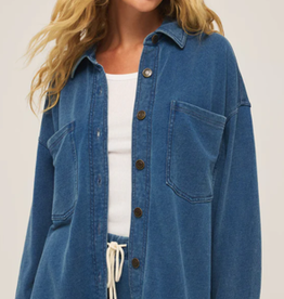 Z Supply All Day Knit Denim Jacket Vintage Indigo