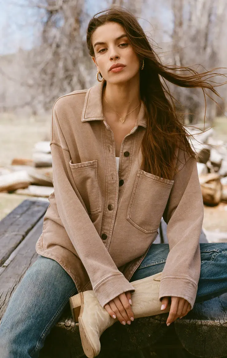 ジャケット・アウター Louren summer tweed puffsleeve blouson Z Supply All Day Knit Jacket Campfire - Lovebird Boutique