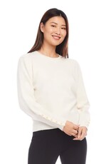 Karen Kane Button Cuff Crewneck Sweater