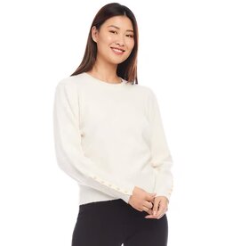 Karen Kane Button Cuff Crewneck Sweater