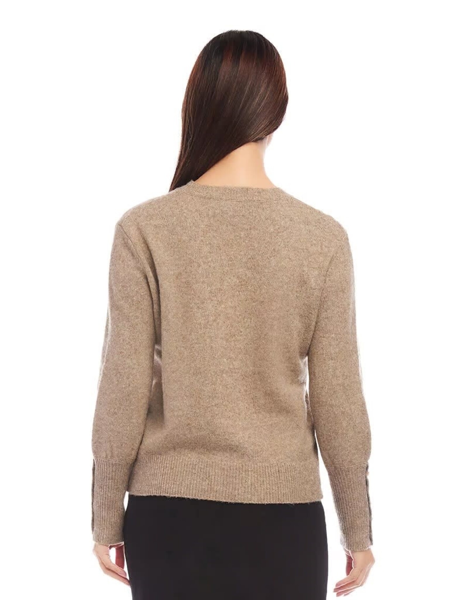 Karen Kane Button Cuff Crewneck Sweater