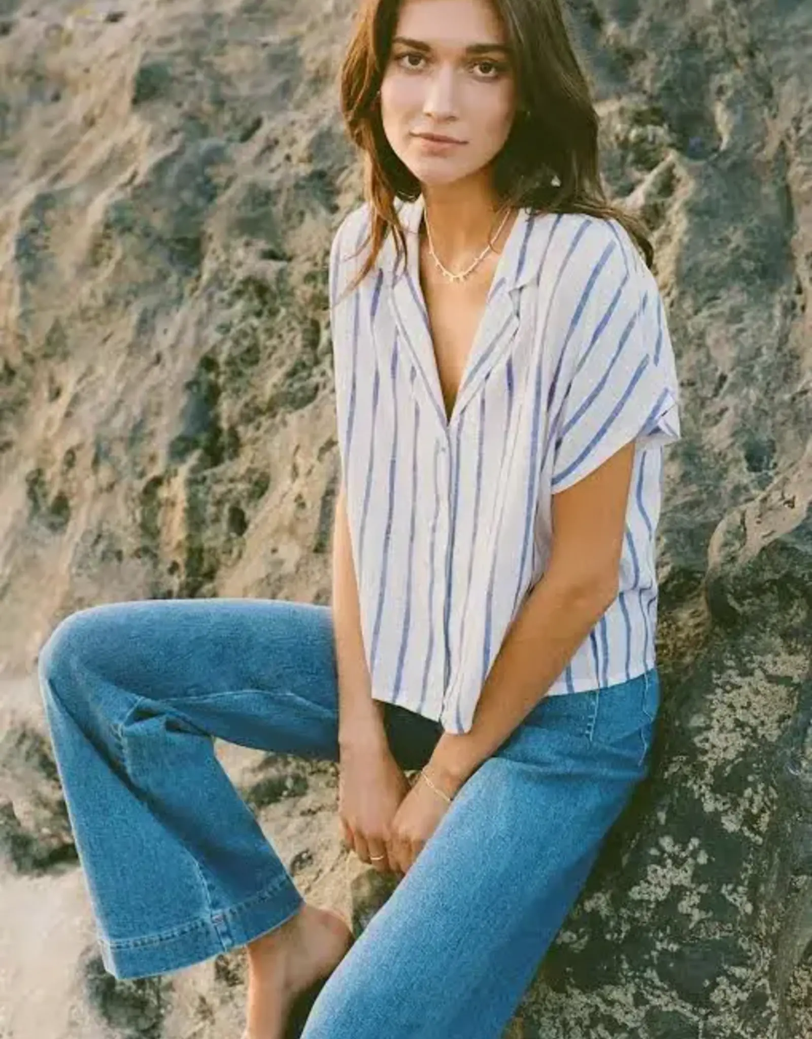Z Supply Parallel Striped Linen Top