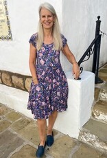 Dress Addict Dark Blue/Pink Cotton Dress