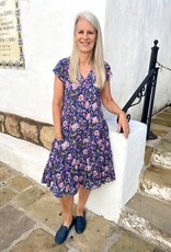 Dress Addict Dark Blue/Pink Cotton Dress