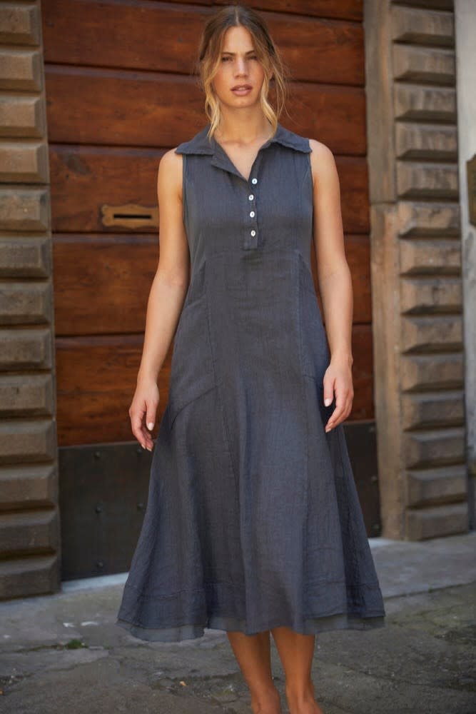 Inizio Linen Collar Midi Dress - Lovebird Boutique