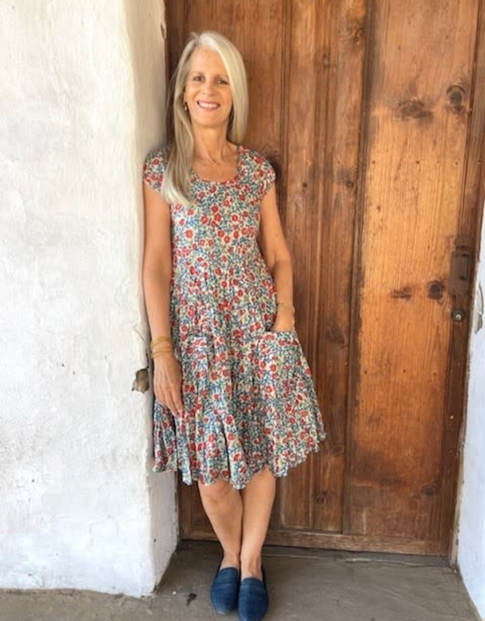Dress Addict Beige/Red Flower Cotton Dress