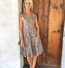 Dress Addict Beige/Red Flower Cotton Dress