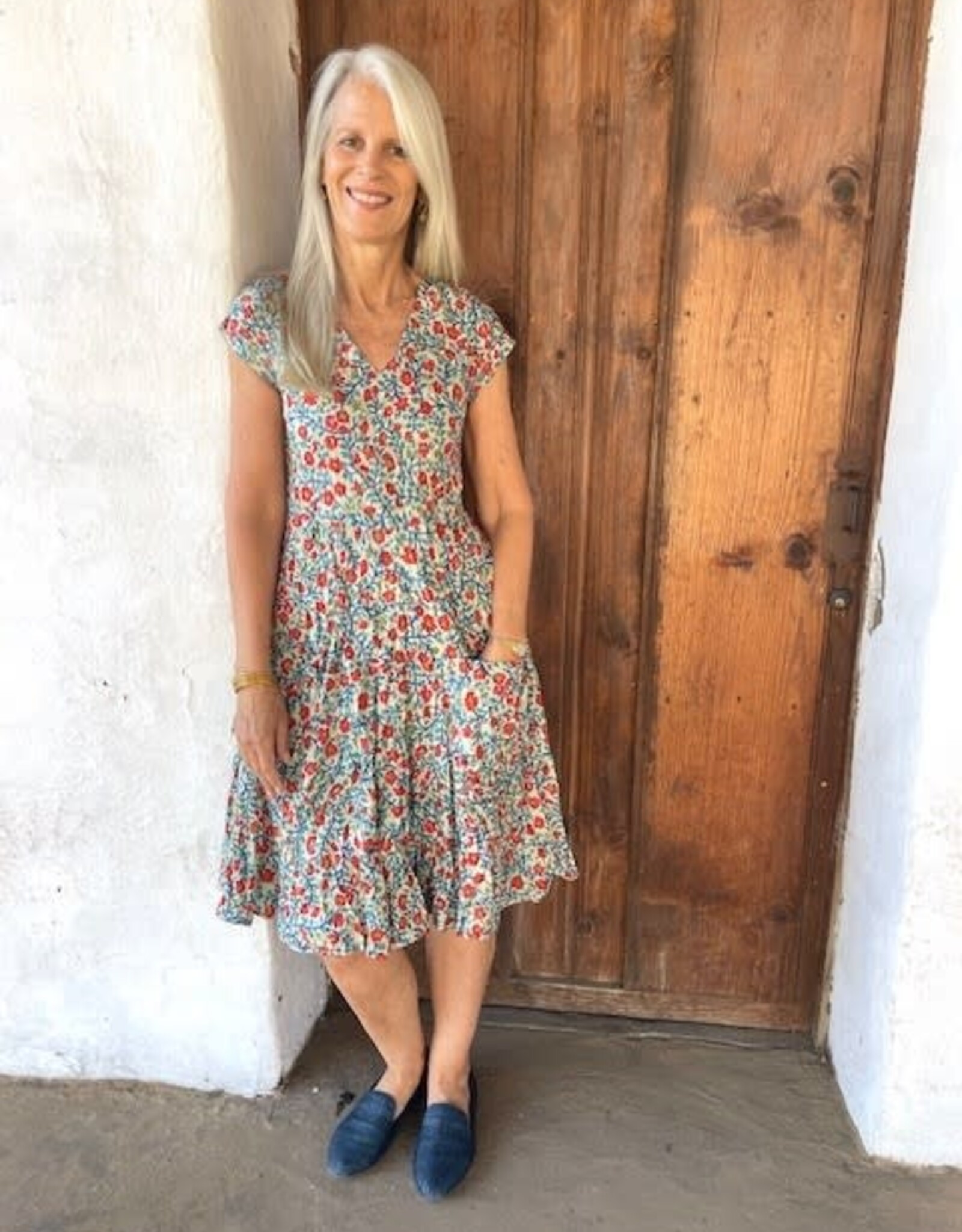 Dress Addict Beige/Red Flower Cotton Dress