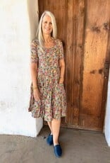 Dress Addict Jess 1/2 Sleeve Garden Print Cotton Dress